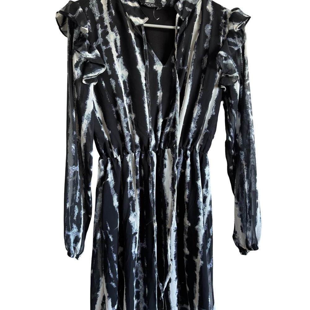 COS Black and White Ruffled Smocked Sundress